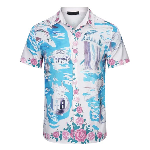 

2023 new designer mens shirts fashion printing trend brand short sleeve us size -3xl, White;black