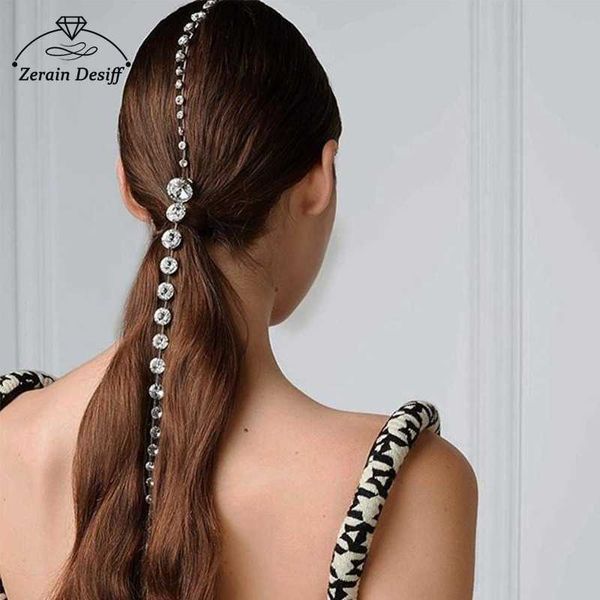 

hair clips barrettes long tassel color rhinestone headwear fashion trend ponytail hair chain headband hair chain hair accessories for women, Golden;silver