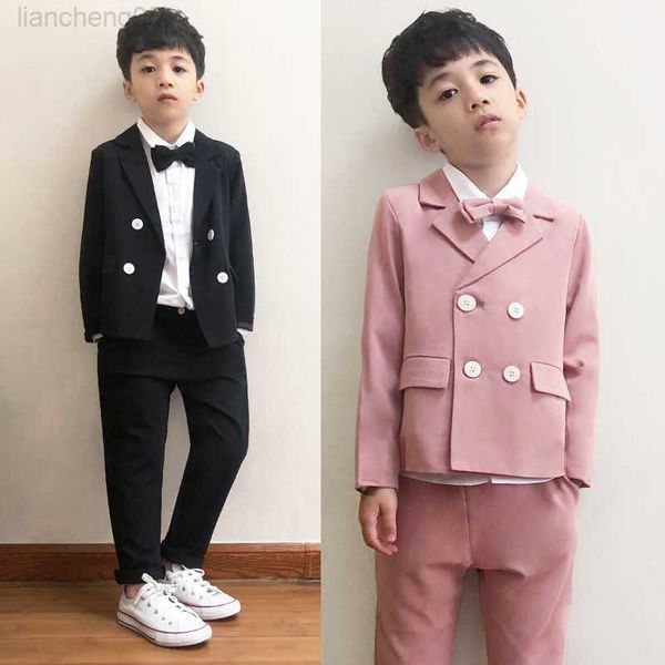 

clothing sets spring summer children double breasted suit sets flower boys wedding party piano performance come kids blazer pants outfits w0, White