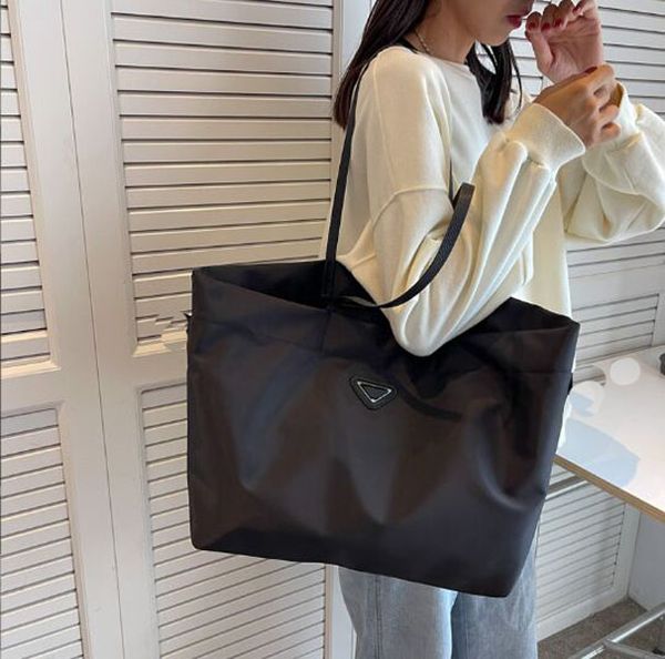 

3colour luxury designer brands shopping bags women triangle label waterproof leisure travel bag large capacity nylon mommy tote p23022