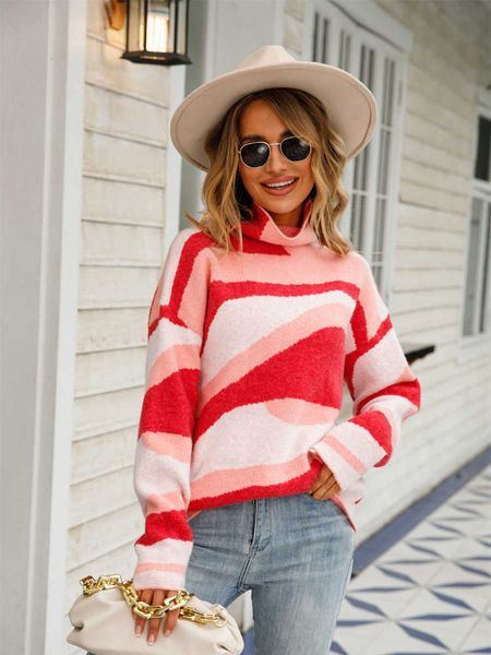 

women clothing sweater woman winter 2022 korean fashion new in pullover pulls long sleeve turtleneck loose thick sweaters 230222, White;black