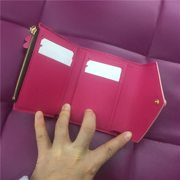 

l152 women original box purses real leather multicolor short wallet card holder classic zipper pocket wallets249m, Red;black