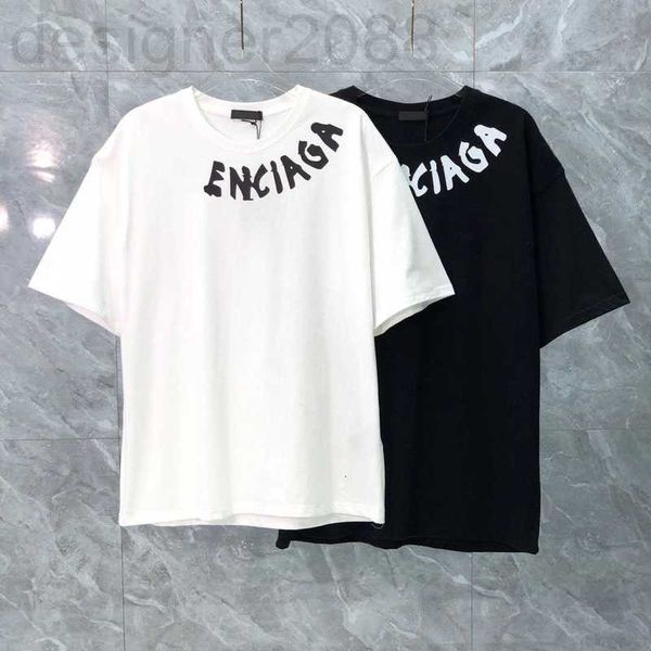 

men's t-shirts designer sweatshirt sand summer new high grade cotton printing short sleeve round neck panel t-shirt oversize color blac, White;black