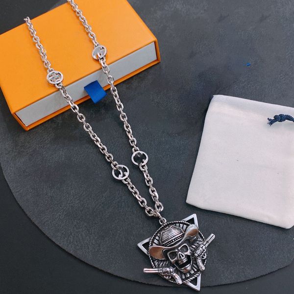

2023 luxury jewelry necklace fashion designer retro trend fashion must-have men and women can wear rock punk thai style trend everything no, Silver