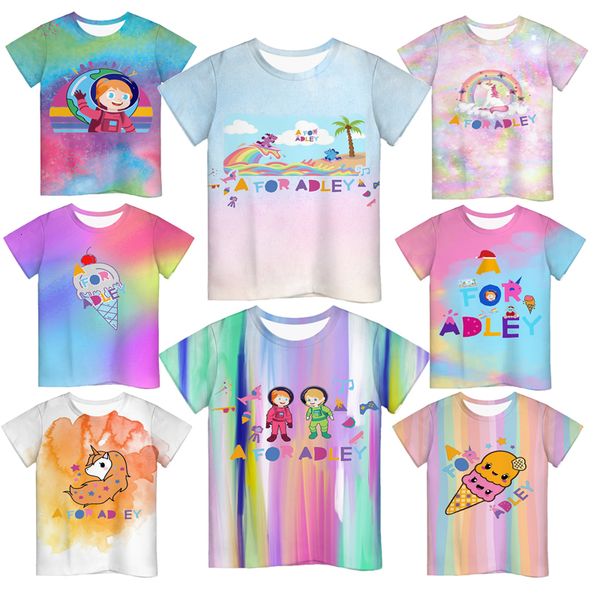 

women's tshirt a for adley kids girls boys children clothes ice cream cartoon print short sleeve baby toddler clothing tees 230222, White
