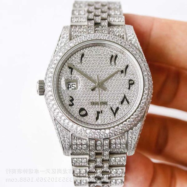 

wristwatches luxury custom bling iced out watches white gold plated moiss anite diamond watchess 5a replication mechanical bvr5, Slivery;golden