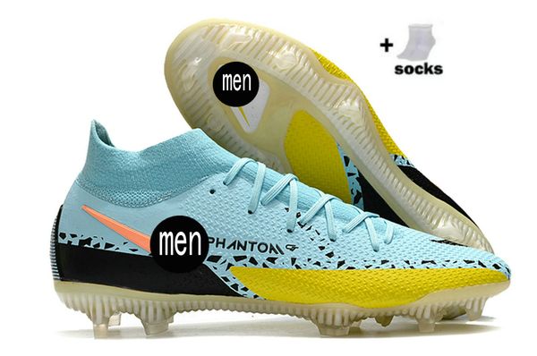 

men soccer shoes phantom gt2 dynamic fit elite fg boots 2022 new high-moon yellow waterproof fully knitted fg male football shoes