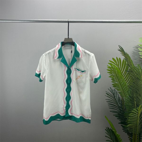 

22ss designer shirt mens button up shirts print bowling shirt hawaii floral casual shirts men slim fit short sleeve dress hawaiian t-shirt#0, White;black