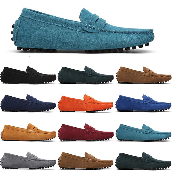 

men casual shoes mens slip on lazy suede leather shoe big size 38-47 beige, Black