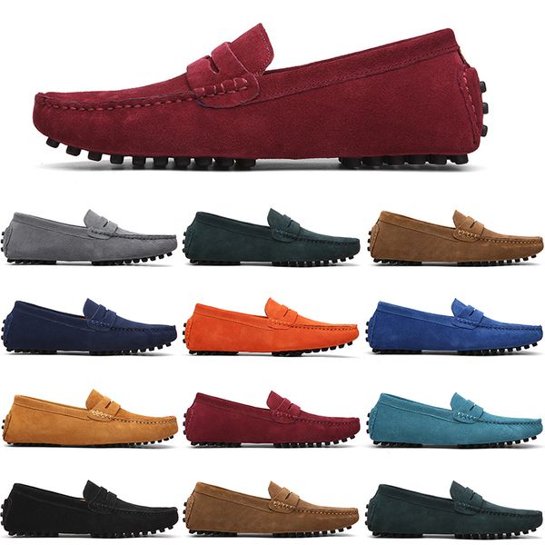 

men casual shoes mens slip on lazy suede leather shoe big size 38-47 white black