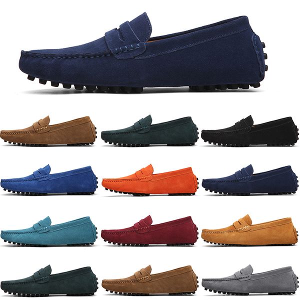 

casual shoes slip men casual mens on lazy suede leather shoe big size 38-47 nude254 s909 s255 s, Black