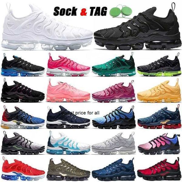 

new tn plus running shoes for men women eur size 36-47 black bubblegum yolk cherry cool grey neon olive pure platinum dark blue mens womens