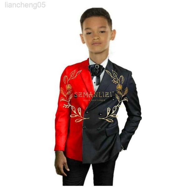 

clothing sets boy suit set formal wedding tuxedo business 2 piece red party dress kids blazer pants jacket come enfant garon w0222, White