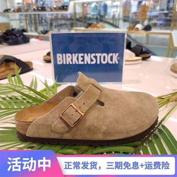 

designer birkinstock slippers outlet slippers boken baotou women's shoes men wear boston leather cork semi-trailerduv7, Black