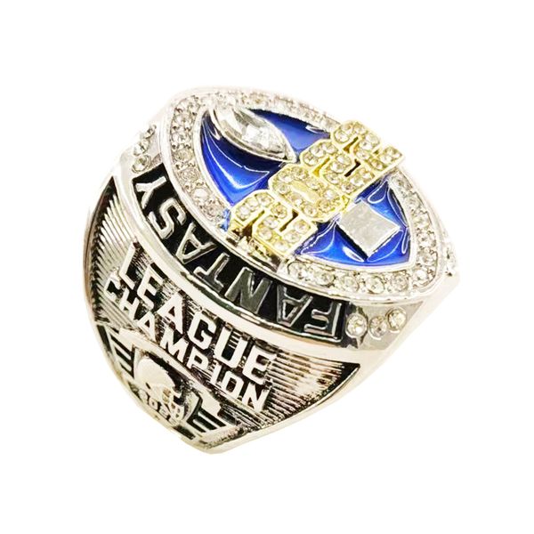 

2022 fantasy football ring championship ring drop shipping full size size 8-14, Silver