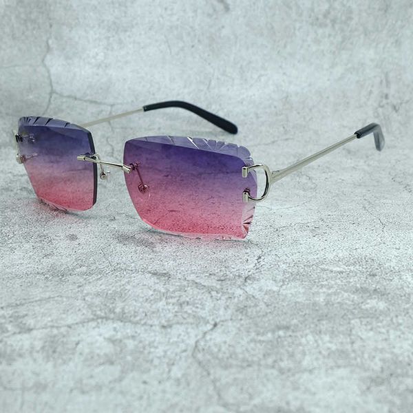 

stylish sunglasses men fashion wire c rimless diamond cut sun shades for women vintage luxury eyewear new fashion factory sun glasses 70%off, White;black