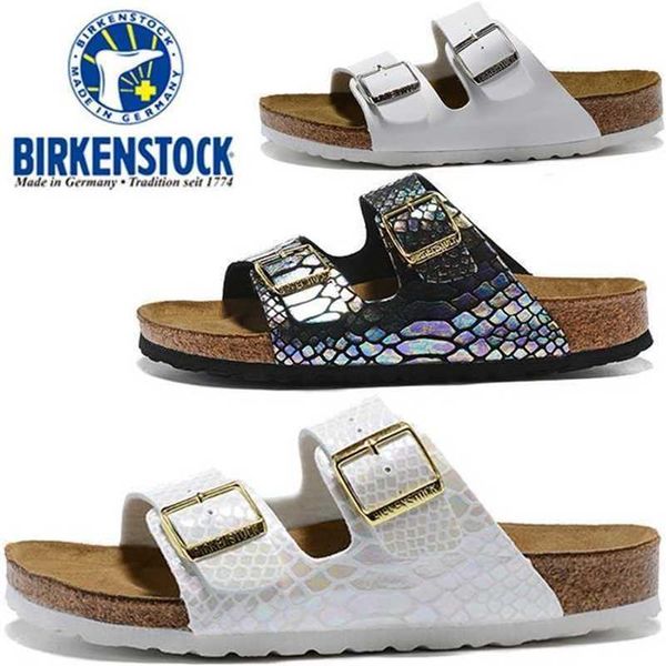 

german slippers designer birkinstocks germany boken cork boken women's shoes beach sandals arizona two-button flat heel men's shoe, Black