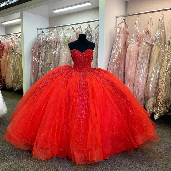 

red quinceanera dresses for sweet 16 girls sequined beads appliques strapless princess ball gowns vestido de xv anos custom gown, Blue;red