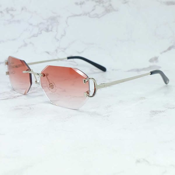 

luxury rimless sunglasses men fashion vintage women glasses diamond cut wire c designer shades retro eyewear new fashion factory sun glasses, White;black