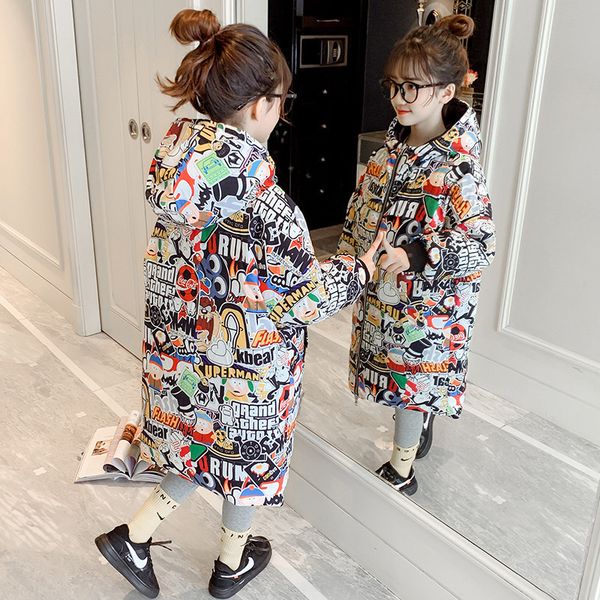 

jackets fashion girls winter jacket children warm hooded long coat kids double sided wear casual outerwear clothes teens thick parkas 230222, Blue;gray