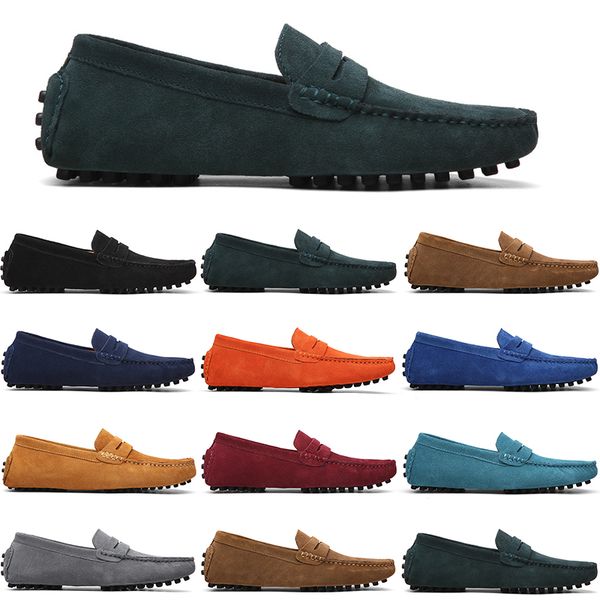 

men casual shoes mens slip on lazy suede leather shoe big size 38-47 gold, Black