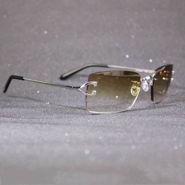 

rimless sunglasses for men and women luxury sun glasses frame with colorful lenses classic eyewear trendy new fashion factory sun glasses 70, White;black