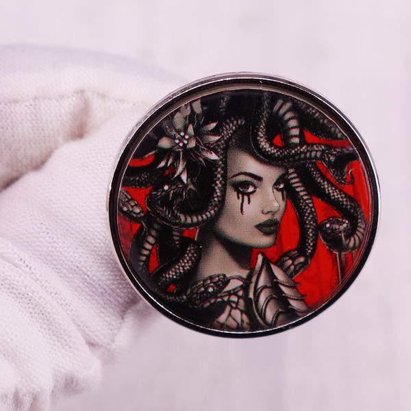 

medusa brooch ancient greek mythology gothic style beauty badge, Blue