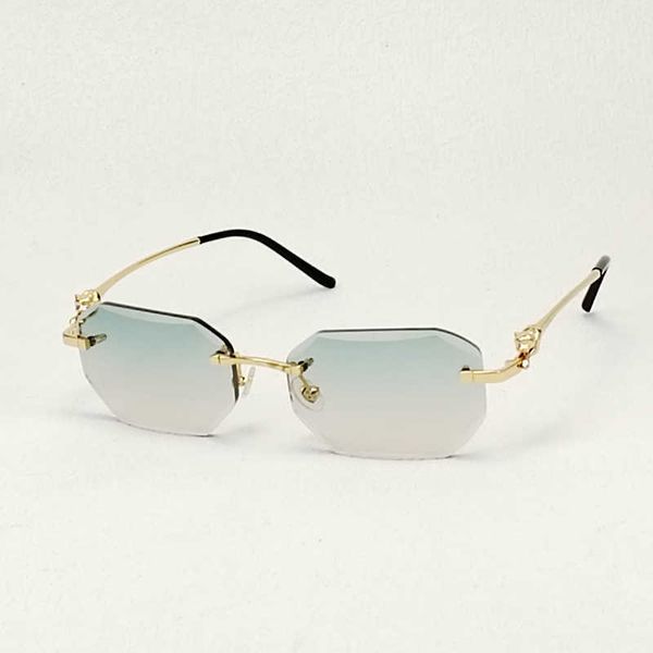 

vintage pchromi lens diamond cut rimless sunglasses men leopard women retro shades goggles clear glasses with case new fashion factory sun g, White;black