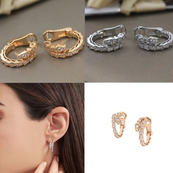 

stud europe and america's full diamond snake shaped earrings 925 silver gold-plated luxury women's fashion brand jewelry gifts 230, Golden;silver