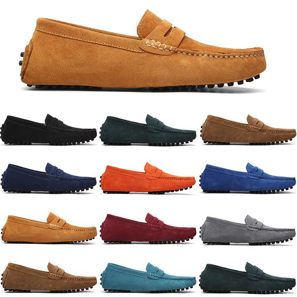 

men casual shoes mens slip on lazy suede leather shoe big size 38-47 brown, Black