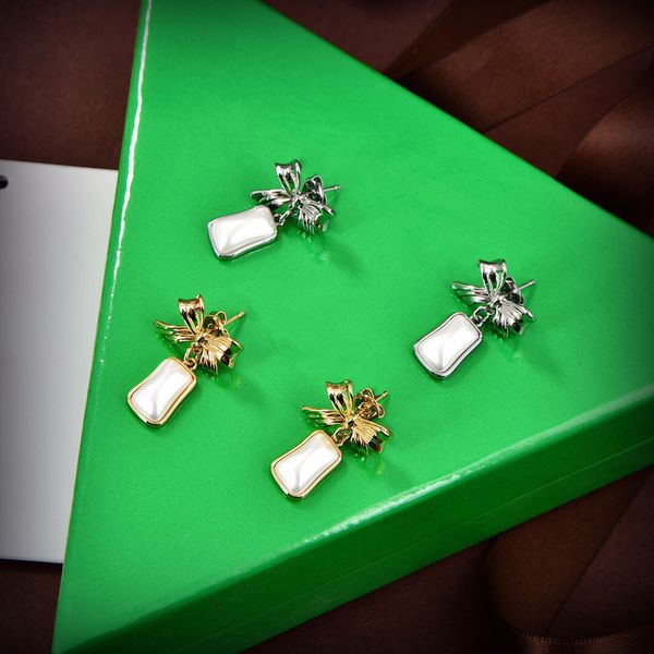 

botiega bowknot earrings designer studs dangle for woman gold plated 18k official reproductions classic style never fade exquisite gift 014, Silver