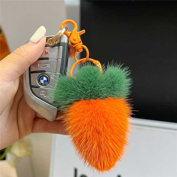 

key rings soft cute real mink fur keychain plush toy carrot women bag ornament car key ring pendant highend birthday gift jewelry trinkets j, Slivery;golden
