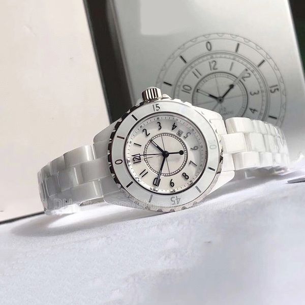 

black excellent watches ceramic 38mm limited edition quartz wristwatch diamond markers caliber dial box papers white womens watch 33mm oyste, Slivery;golden