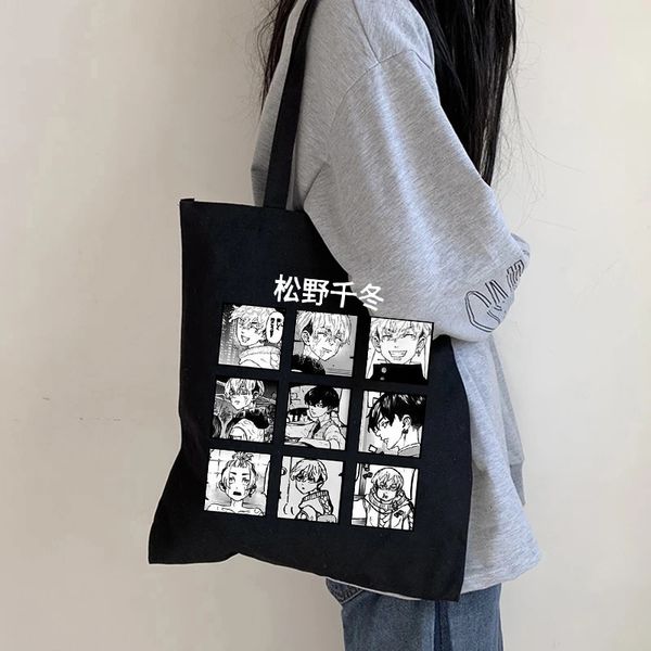 

shopping bags manga tokyo revengers graphic tote gothic shopper women canvas shoulder female ulzzang eco largecapacity 230223