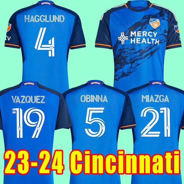 

fc cincinnati brandon vazquez 2023 soccer jerseys home blue vazquez 19 obinna 5 miazga 21 hagglund 4 23 24 jersey football shirts man, Black;yellow