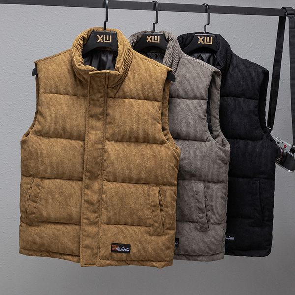 

men's vests arrival vest jacket mens warm sleeveless male winter corduroy casual waistcoat brand clothing veste homme 230223, Black;white