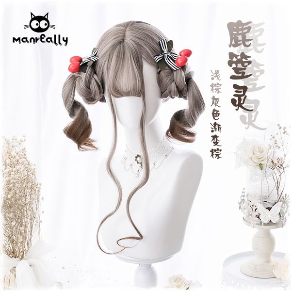 

65cm female curly hair long wig lolita retouching face shape, Black