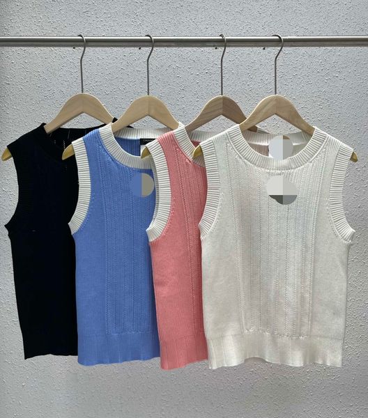 

206 2023 spring summer women sweater sleeveless crew neck black white blue striped pullover womens qian86, White;black