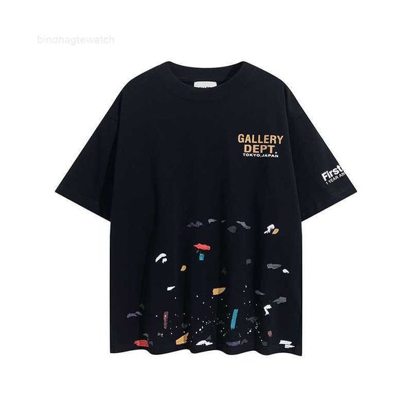 

t-shirts galler tee cotton depti trendy speckled short sleeve vintage washed loose crew neck t-shirt leisure casual fashion bran, White;black