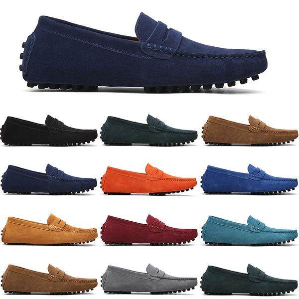 

men casual shoes mens slip on lazy suede leather shoe big size 38-47 fuchsia, Black