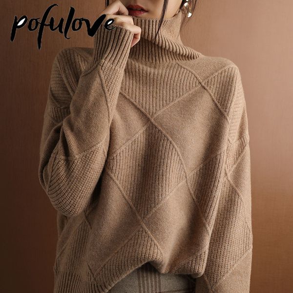 

women's sweaters turtleneck sweater women's loose pullover autumn and winter fashion knitwear women's short lady style jumper, White;black