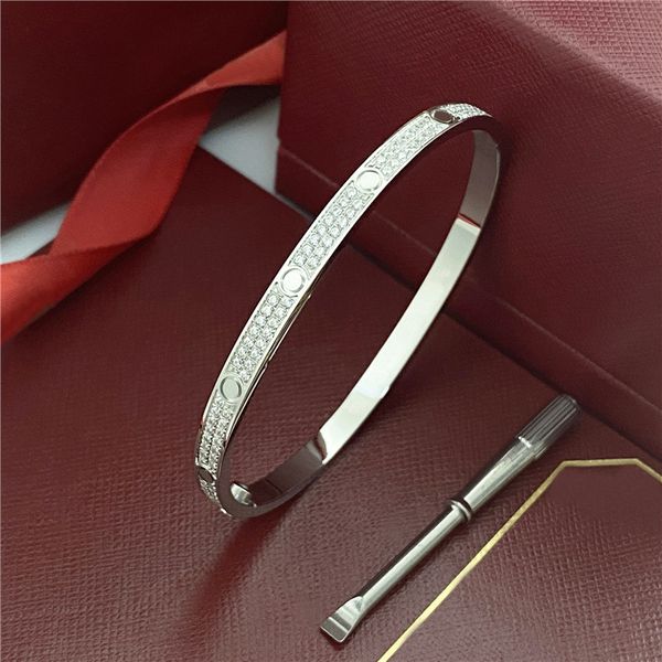 

4mm love bracelets men and women fashion bracelets luxury full diamond designer silver bracelet high end screwdriver party wedding christmas, Black