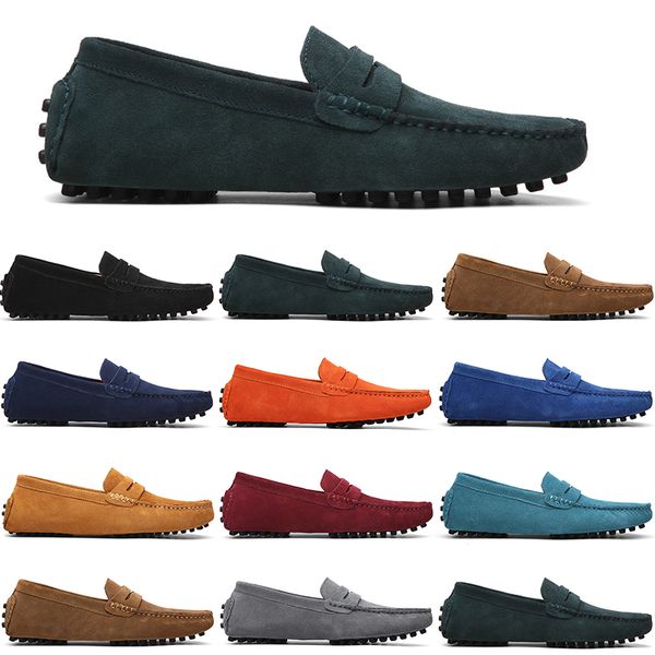 

men casual shoes mens slip on lazy suede leather shoe big size 38-47 yellow, Black