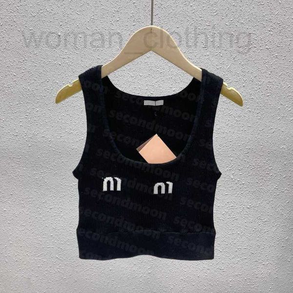 

designer women knitted tee crop sport knits vest letter jacquard luxury breathable t shirt for woman 8j9s, White