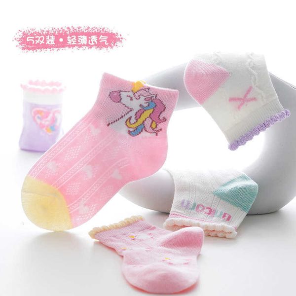 

2023 chil1en's socks spring and summer mesh socks thin bubble mouth socks cute unicorn cotton socks girls socks, Pink;yellow