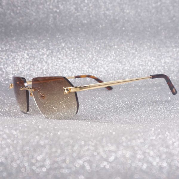 

vintage leopard style sunglasses men rimless metal frame clear glasses women for outdoor accessories oval shades new fashion factory sun gla, White;black
