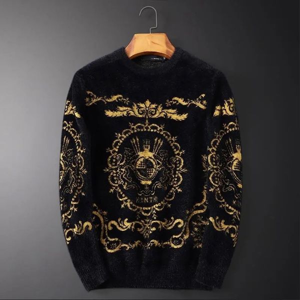 

men's tshirts high end boutique fashion jacquard sweater men's autumn and winter thickened warm pullover trend style 230223, White;black