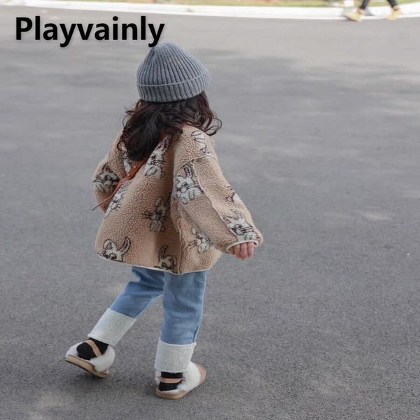 

jackets winter boys girls lamb cashmere coat baby lambswool wear both sides cotton-padded clothes cute rabbit kids outwear e22932 230222, Blue;gray