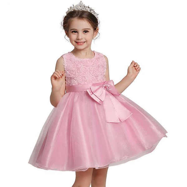 

girl's dresses girls flower princess dress kids bow lace dresses for girl birthday wedding party tutu clothing children summer gown ves, Red;yellow