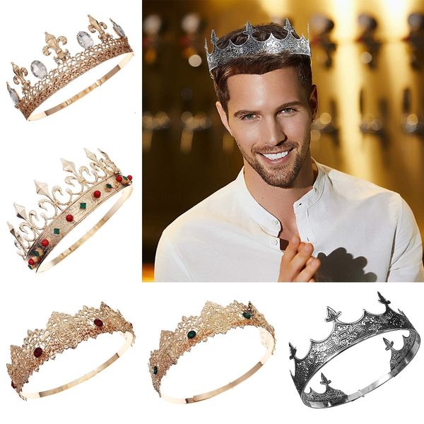 

wedding hair jewelry men s crown metal s party halloween round tiaras and fashion accessories pageants 230223, Slivery;golden